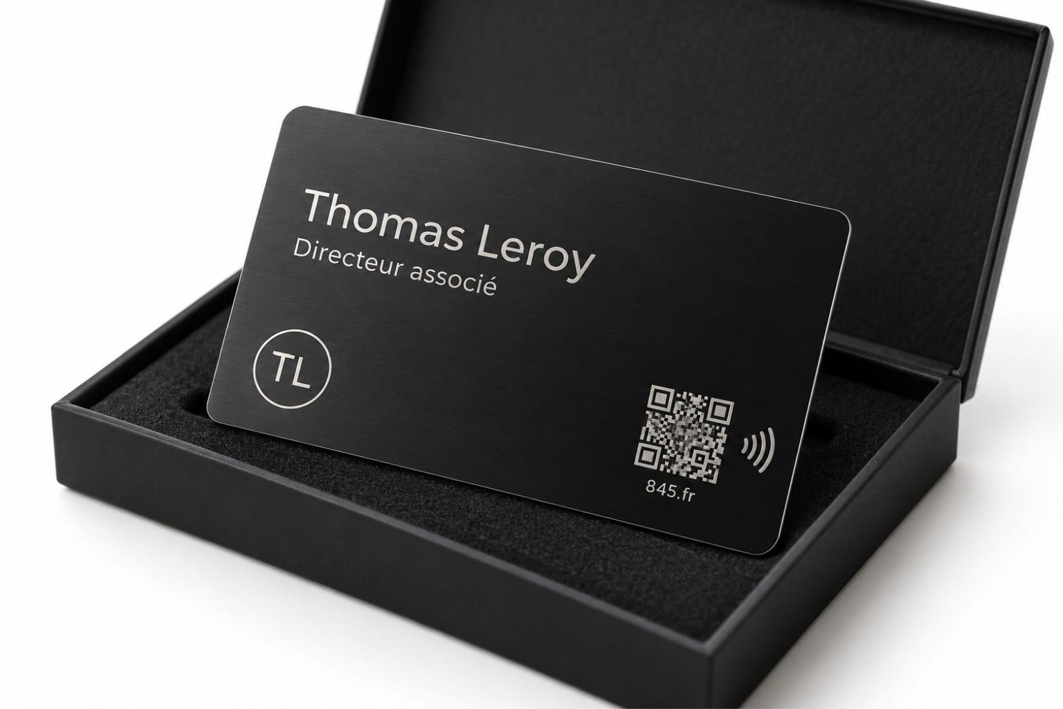 Carte de visite NFC en métal noir