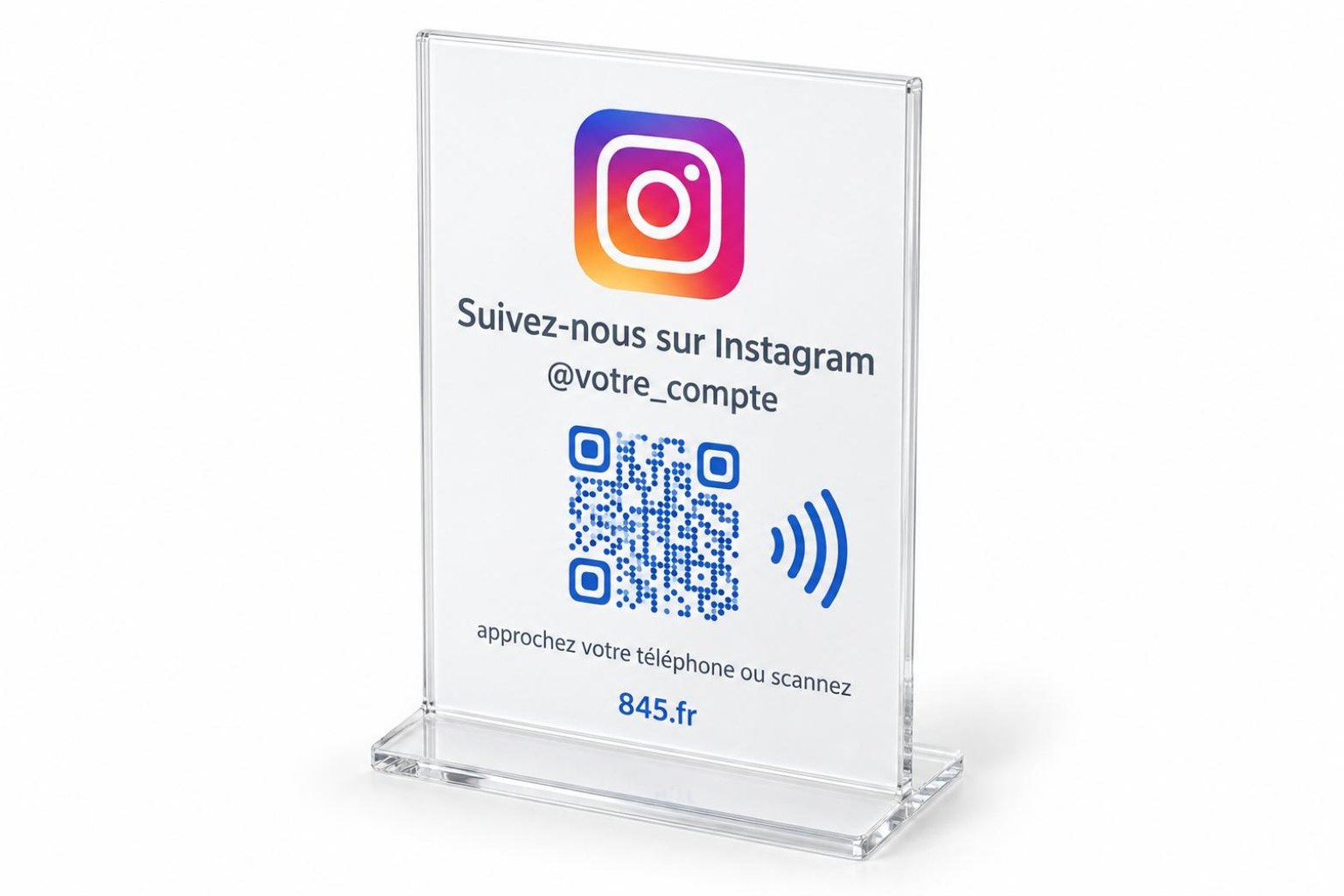 Chevalet NFC « Suivez-nous sur Instagram »