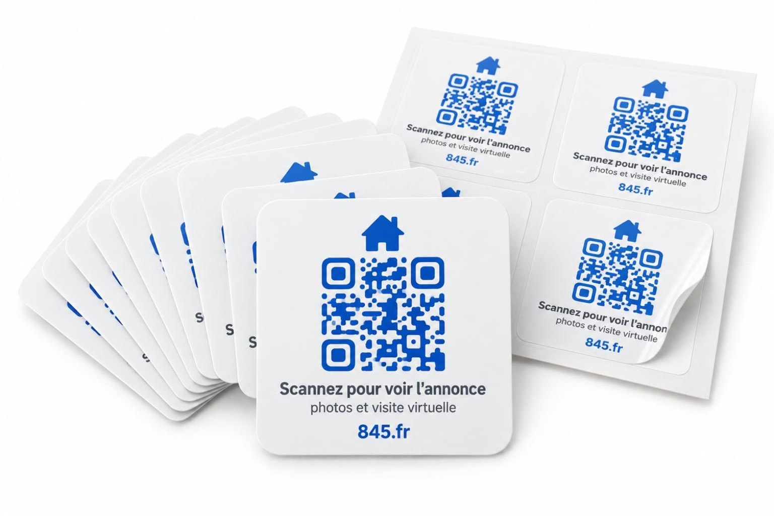 Stickers vitrine QR « Voir l'annonce » (lot de 10)